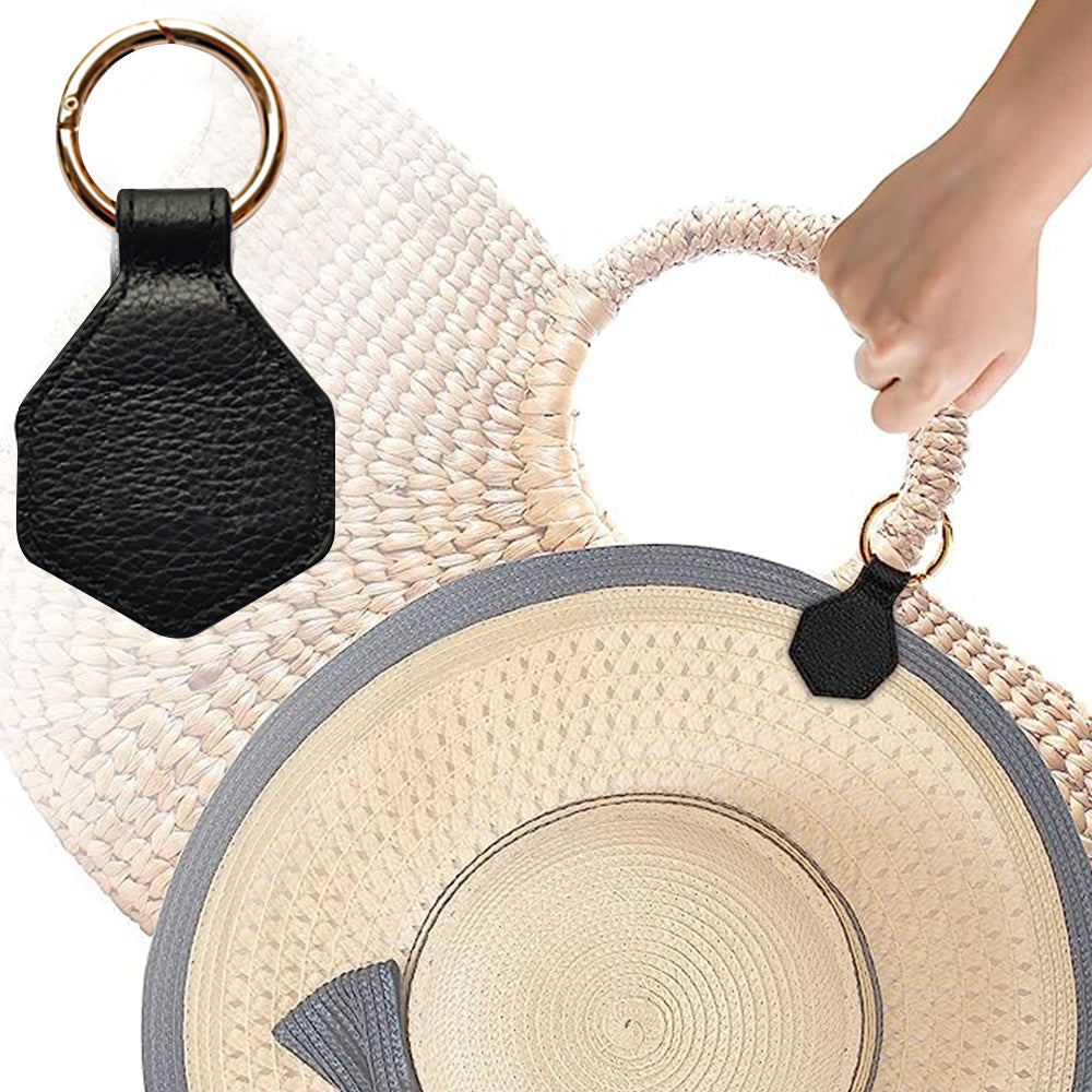 Adsorbable Iron Hat Clip for Travel PU Leather Hands Free Sunhat Clip on Bag Luggage Backpack Bag Accessory