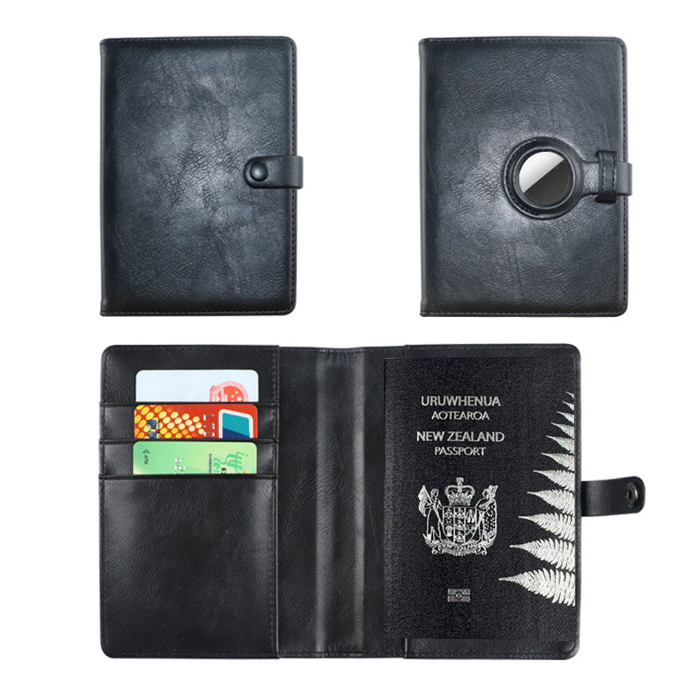 Passport Holder Travel Passport Wallet with Protective Case for AirTag