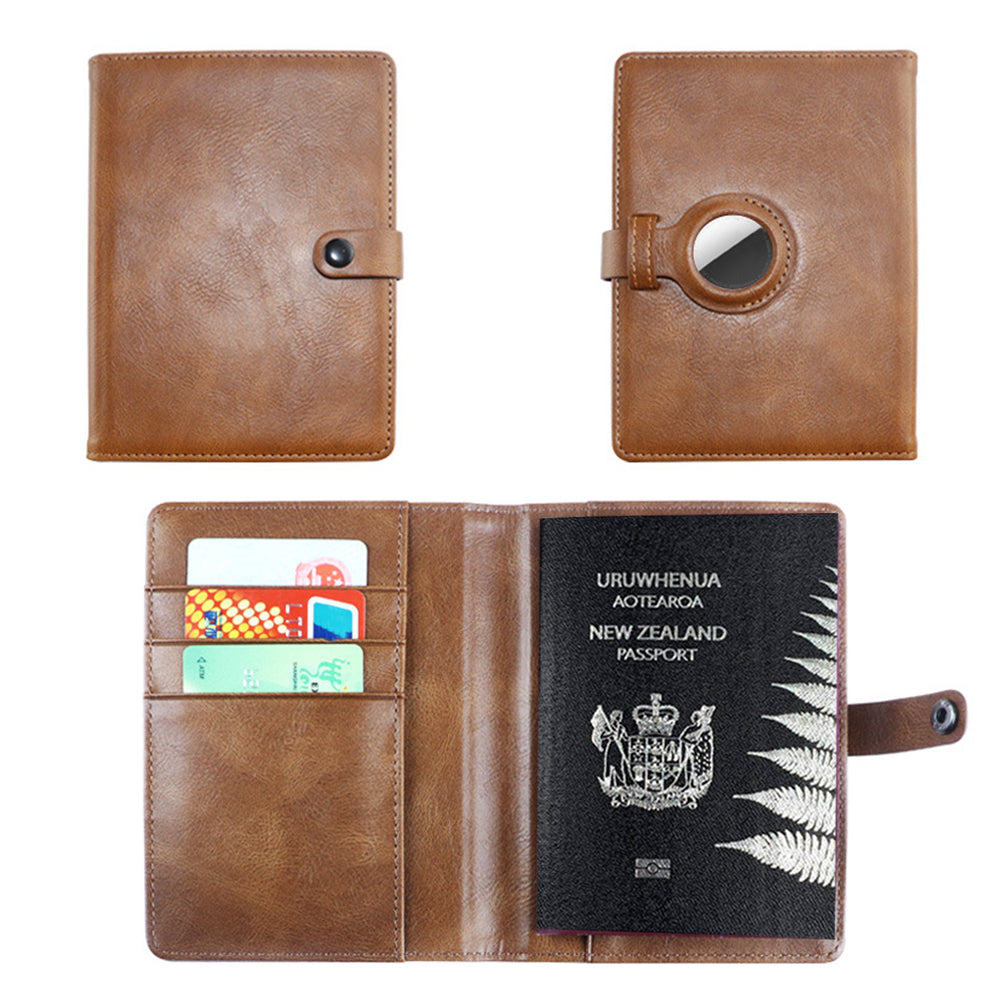 Passport Holder Travel Passport Wallet with Protective Case for AirTag