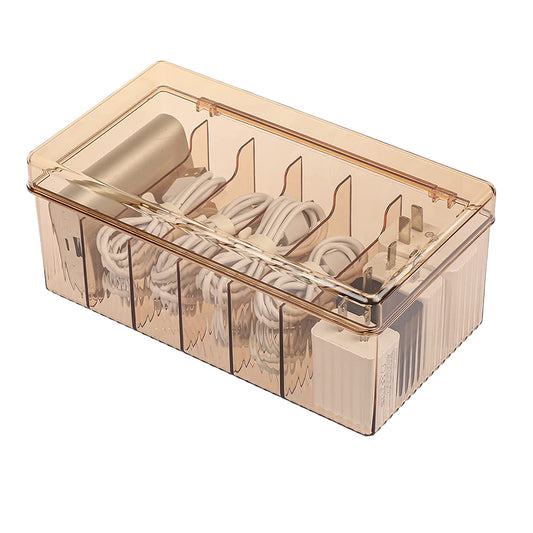 6 Compartments Data Cable Organizer Box with Lid