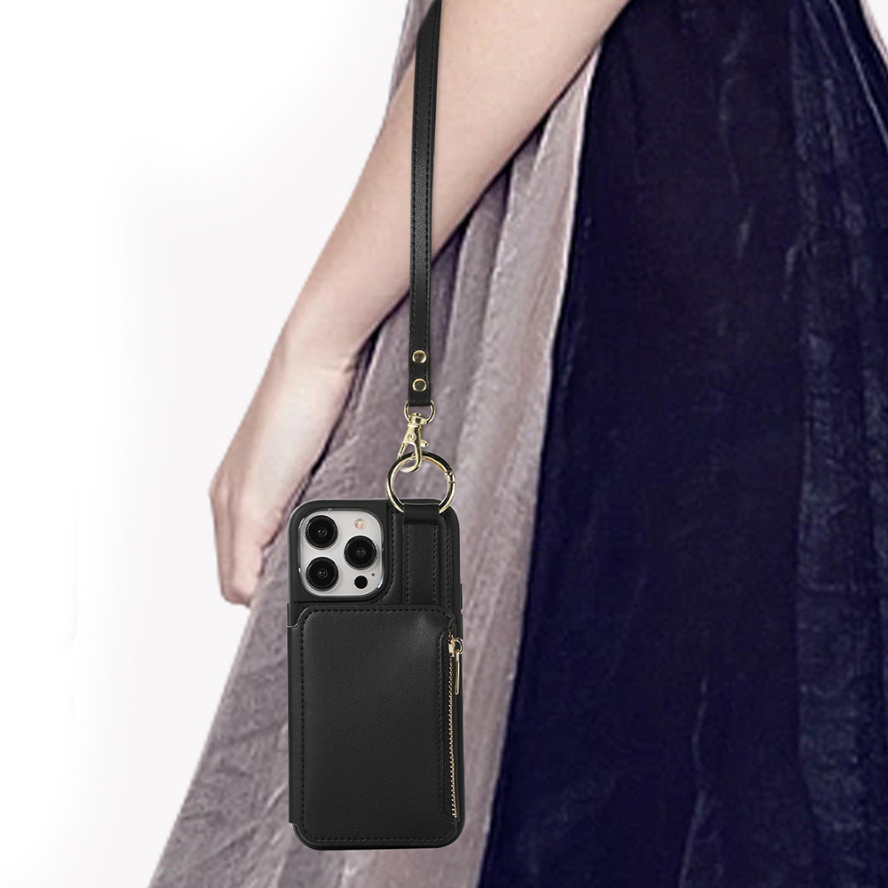 PU Leather Crossbody Phone Case Purse with RFID Blocking Card Holder for iPhone14 Pro