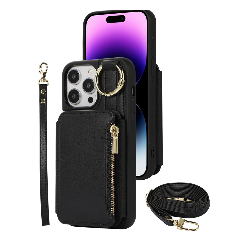 PU Leather Crossbody Phone Case Purse with RFID Blocking Card Holder for iPhone14 Pro