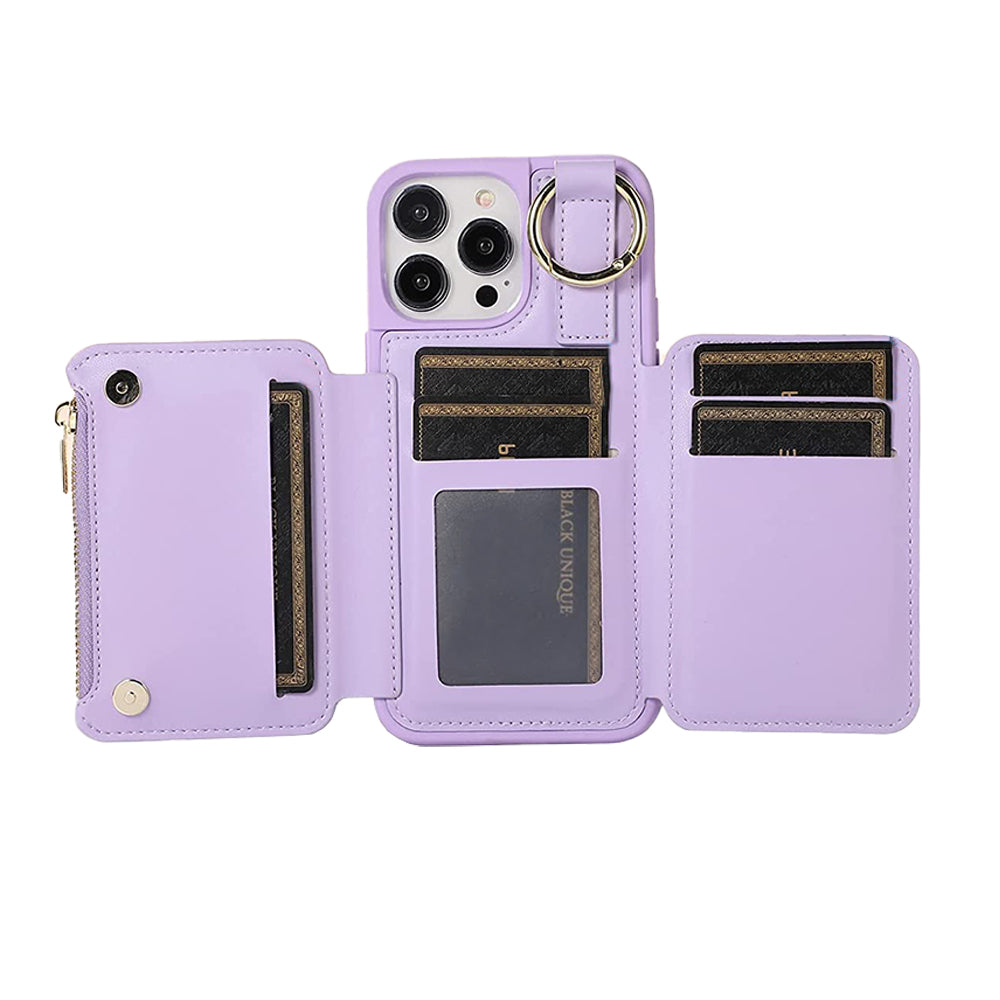 PU Leather Crossbody Phone Case Purse with RFID Blocking Card Holder for iPhone14 Pro