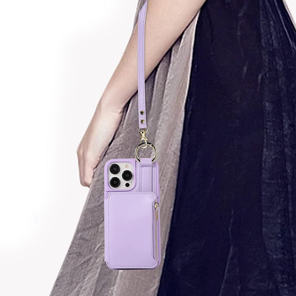PU Leather Crossbody Phone Case Purse with RFID Blocking Card Holder for iPhone14 Pro