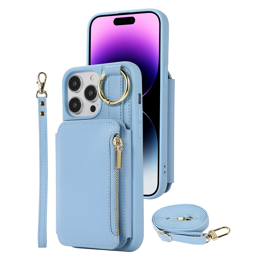 PU Leather Crossbody Phone Case Purse with RFID Blocking Card Holder for iPhone14 Pro
