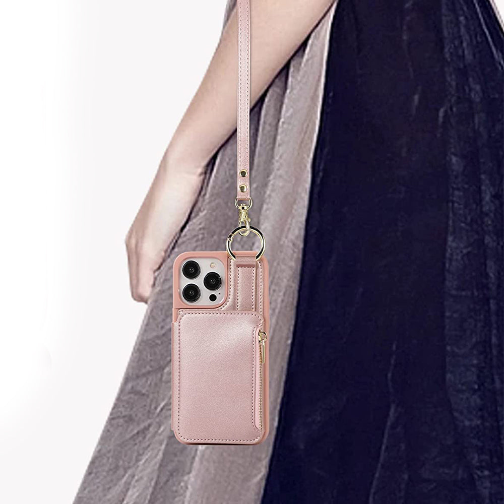PU Leather Crossbody Phone Case Purse with RFID Blocking Card Holder for iPhone14 Pro