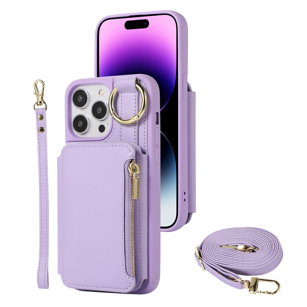 PU Leather Crossbody Phone Case Purse with RFID Blocking Card Holder for iPhone14 Pro