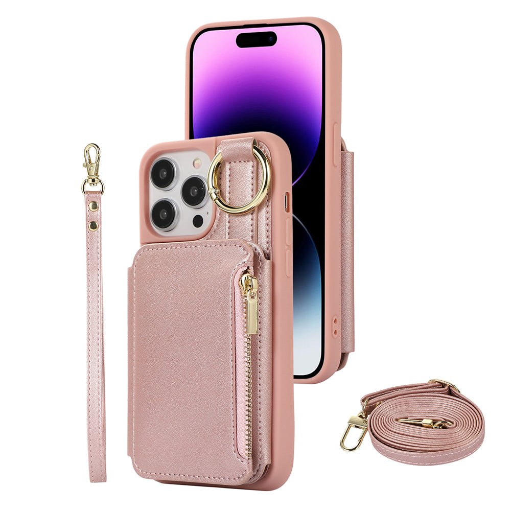PU Leather Crossbody Phone Case Purse with RFID Blocking Card Holder for iPhone14 Pro