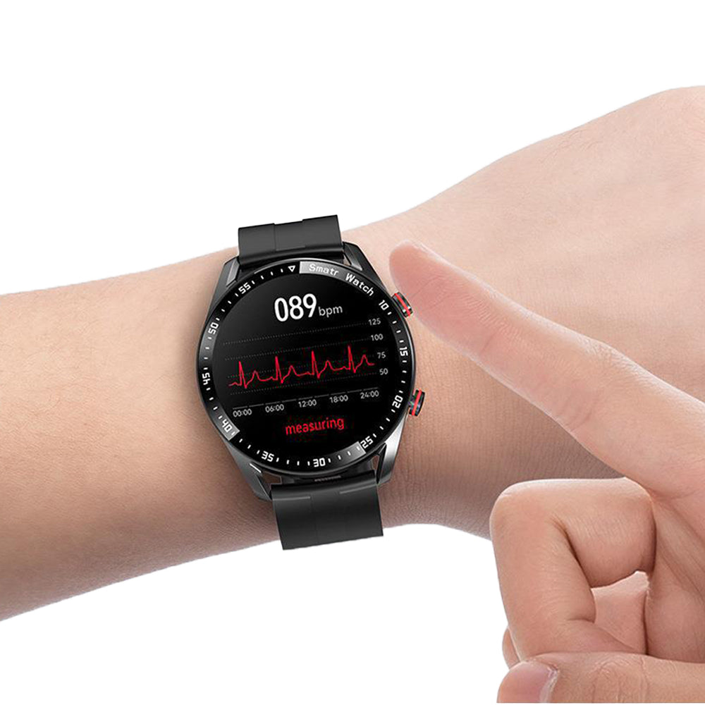 Bluetooth Smart Watch Sleep ECG Monitoring Sport Tracker-with 1 Steel Strap and 1 TPU Strap