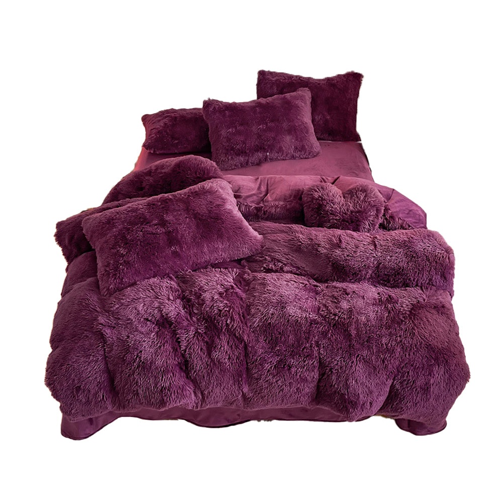Soft Fluffy Plush Duvet Cover Set Faux Fur Quilt Covers Set