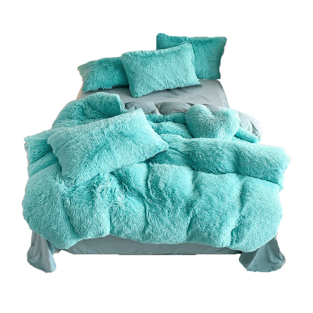 Soft Fluffy Plush Duvet Cover Set Faux Fur Quilt Covers Set