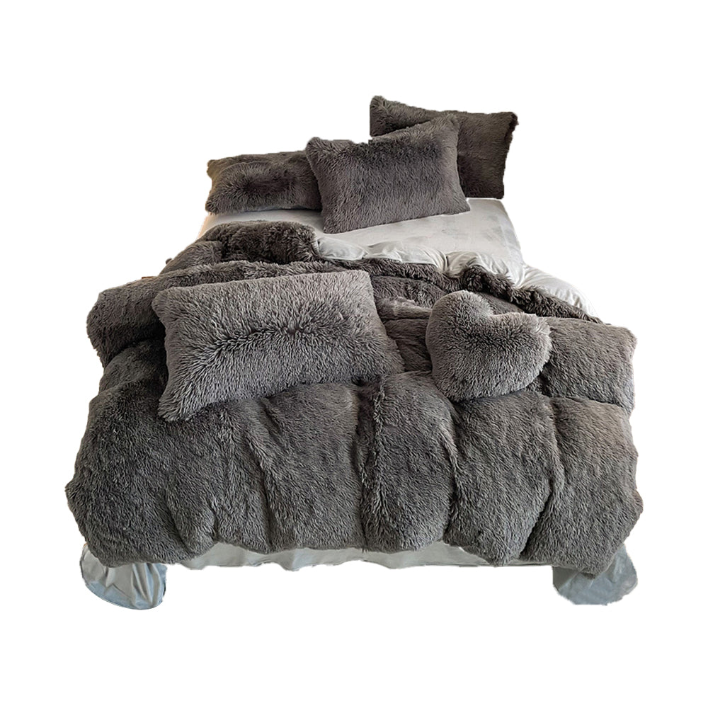 Soft Fluffy Plush Duvet Cover Set Faux Fur Quilt Covers Set