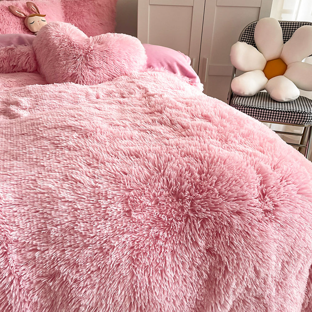Soft Fluffy Plush Duvet Cover Set Faux Fur Quilt Covers Set