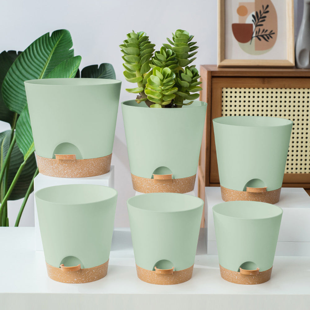 Set of 6Pcs Self Watering Planters Nursery Plant Pots with Drainage Hole for Indoor Outdoor Plants