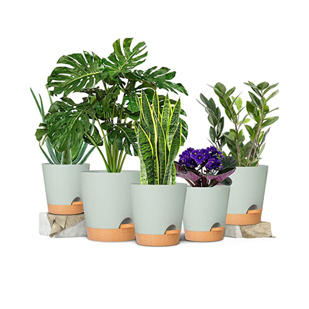 Set of 6Pcs Self Watering Planters Nursery Plant Pots with Drainage Hole for Indoor Outdoor Plants