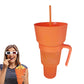 Reusable Stadium Tumbler Popcorn Cup Snack Bowl Multifunctional Cup with Straw