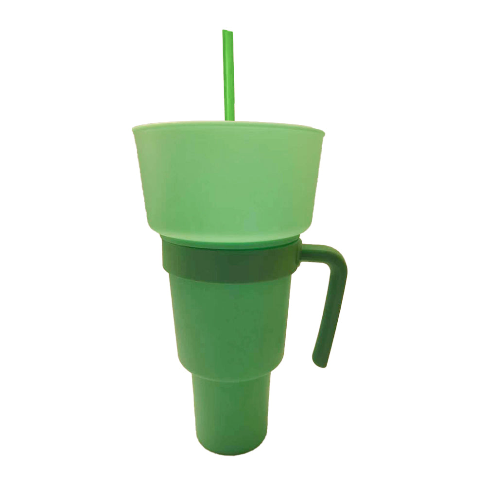 Reusable Stadium Tumbler Popcorn Cup Snack Bowl Multifunctional Cup with Straw