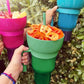 Reusable Stadium Tumbler Popcorn Cup Snack Bowl Multifunctional Cup with Straw