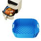 2Pcs Reusable Square Durable Air Fryer Silicone Liners-Blue and Pink
