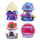 4Pcs Fairy Garden Door Buildings Garden Tree Ornaments-Pink+Purple