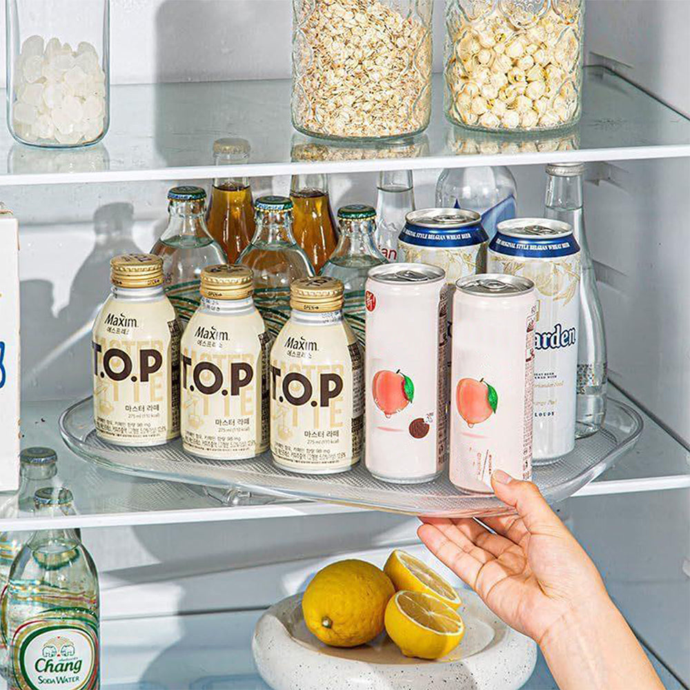 Clear Rectangular Turntable Organizer for Refrigerator Lazy Susan