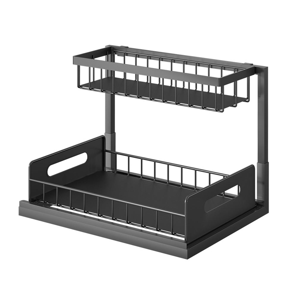 Under Sink Organizers 2-Layer Slide Cabinet Basket Storage Rack for Kitchen Bathroom
