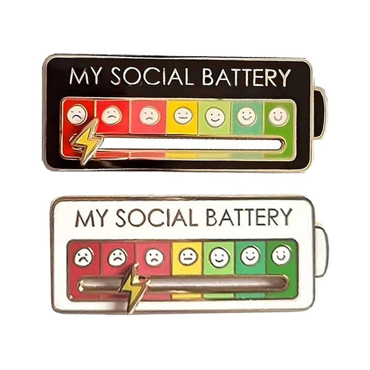 Funny Interactive My Social Battery Mood Brooch Pin-Rectangle Shape
