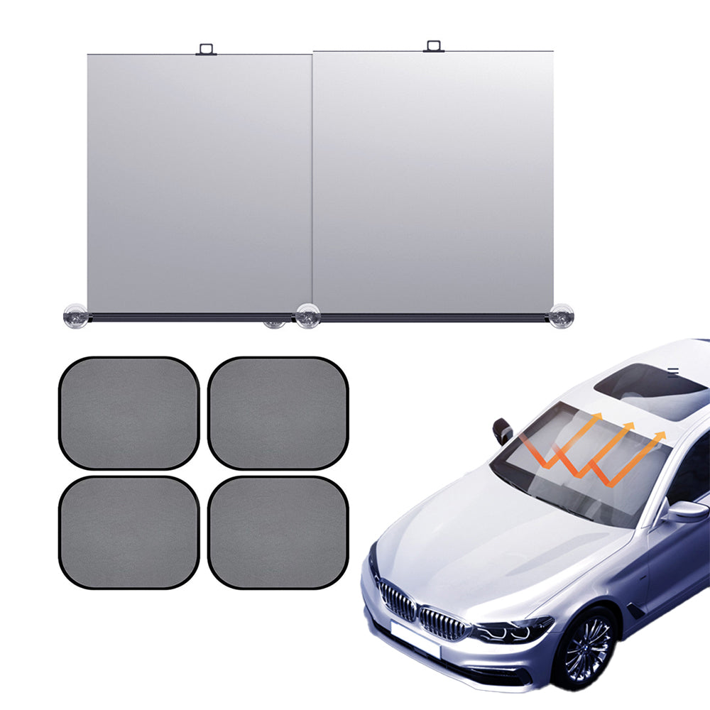 Car Auto Retractable Front Windshield Sun Shade-Windshield Sun Shade and 4 Window Sun Shades