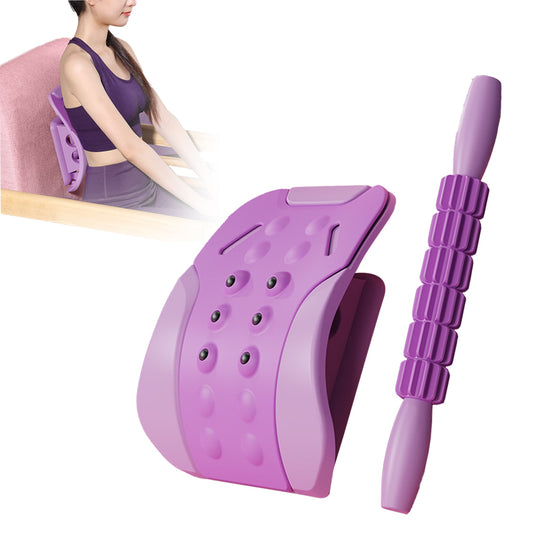 2 in 1 Back Lumbar Support Stretcher Kit with Adsorbable Iron Back Massager for Lower Back Pain Relief