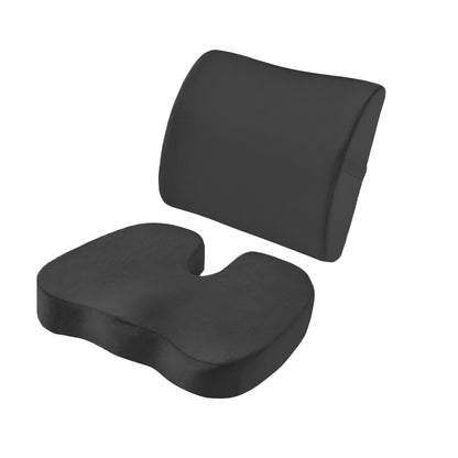 Memory Foam Seat Cushion and Lumbar Support Pillow with Adjustable Strap for Office Chair Car