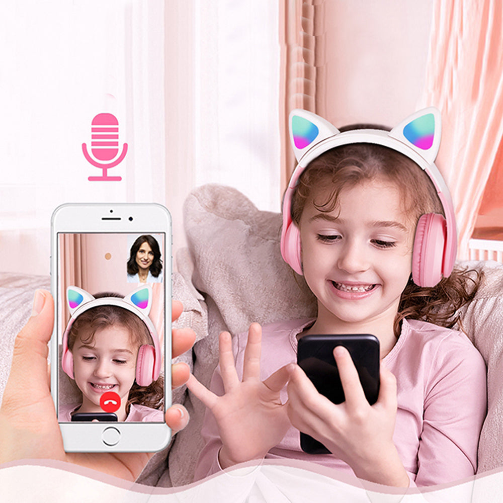 STN-28PRO Wireless Bluetooth 5.3 LED Illuminated Cat Ear 3D Stereo Headset