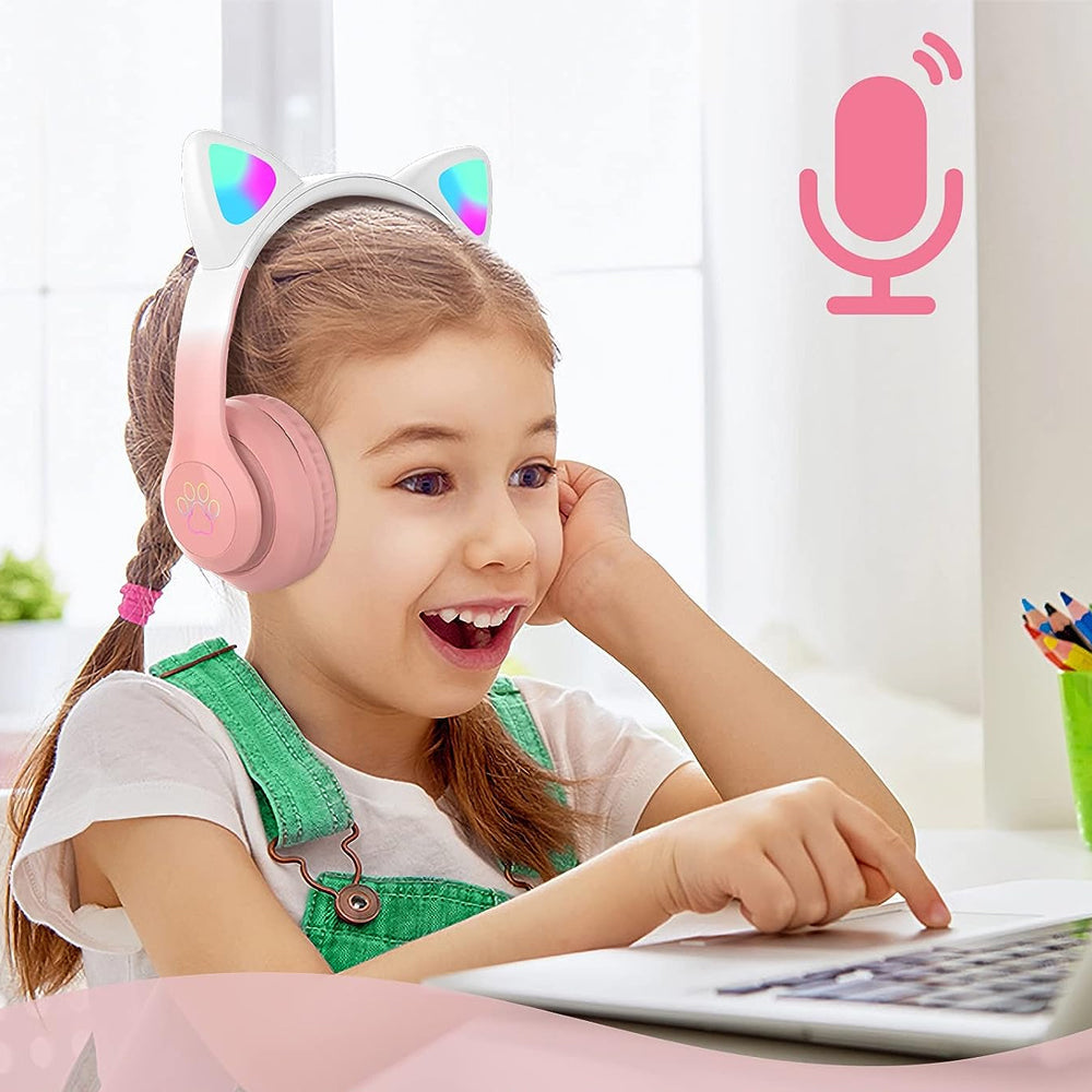 STN-28PRO Wireless Bluetooth 5.3 LED Illuminated Cat Ear 3D Stereo Headset