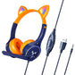 Gaming Cat Ear Adjustable Headphones LED Lights Wired Headset