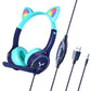 Gaming Cat Ear Adjustable Headphones LED Lights Wired Headset