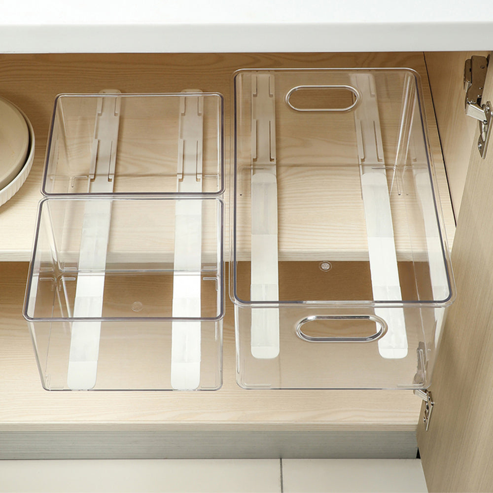 2Pcs DIY Telescopic Track Drawer Organizers for Kitchen Cabinet