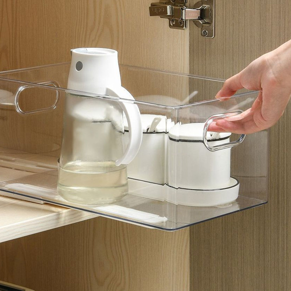 2Pcs DIY Telescopic Track Drawer Organizers for Kitchen Cabinet