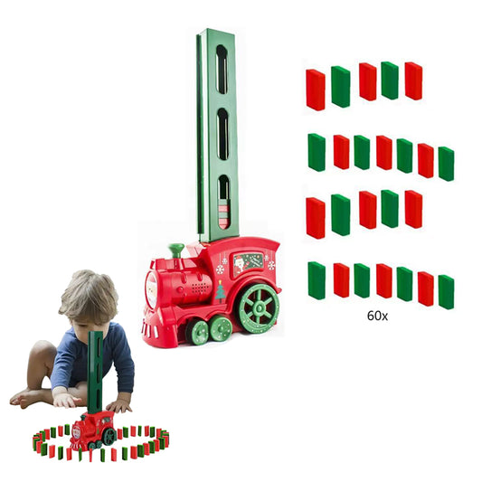 Kids Christmas Domino Electric Train Toy Set with Sound Kids Construction Stacking Toys