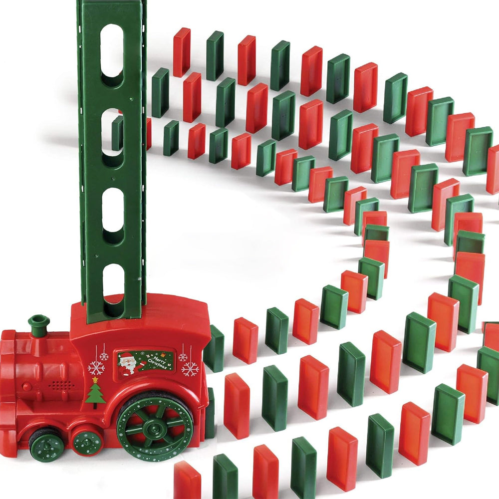 Kids Christmas Domino Electric Train Toy Set with Sound Kids Construction Stacking Toys