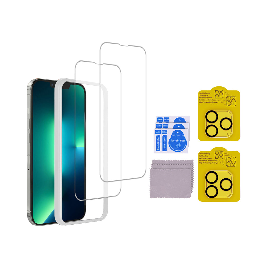 Tempered Glass Screen Protector with full-frame Lens Protector For iPhone 15