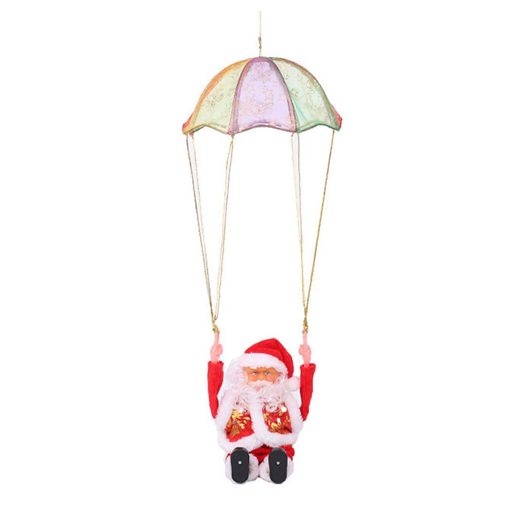 Electric Santa Claus with Parachute Christmas Tree Hanging Ornaments-Somersault Santa Claus