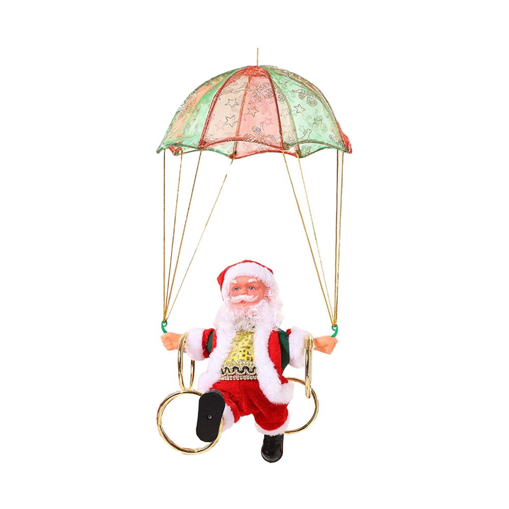 Electric Santa Claus with Parachute Christmas Tree Hanging Ornaments-Four-circle Santa Claus