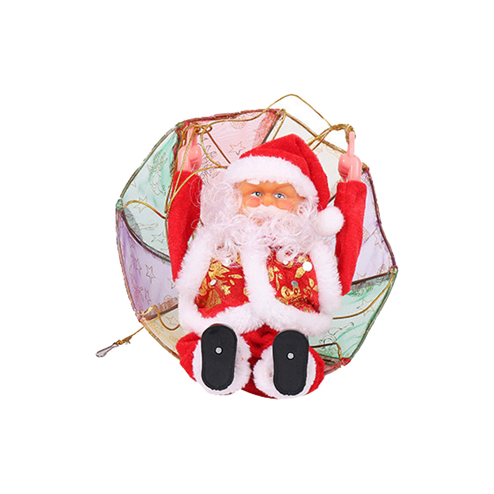 Electric Santa Claus with Parachute Christmas Tree Hanging Ornaments-Somersault Santa Claus