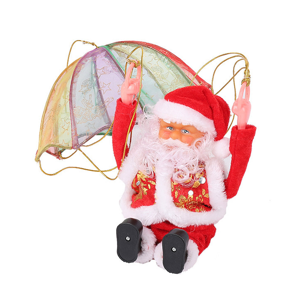 Electric Santa Claus with Parachute Christmas Tree Hanging Ornaments-Somersault Santa Claus