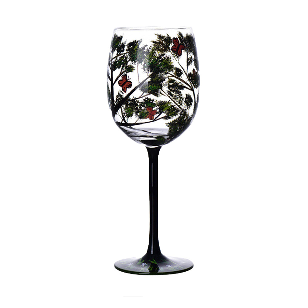 Four Seasons Tree Hand-painting Wine Glasses Goblet Champagne Cup