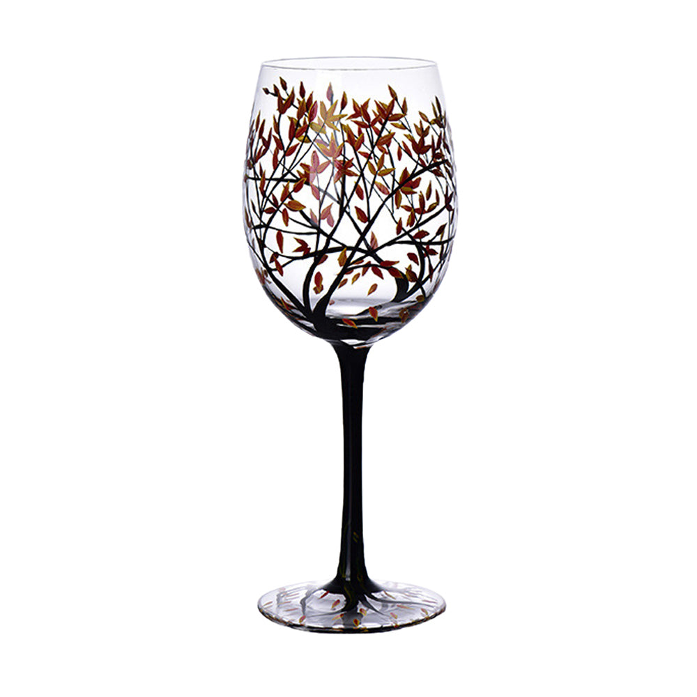 Four Seasons Tree Hand-painting Wine Glasses Goblet Champagne Cup