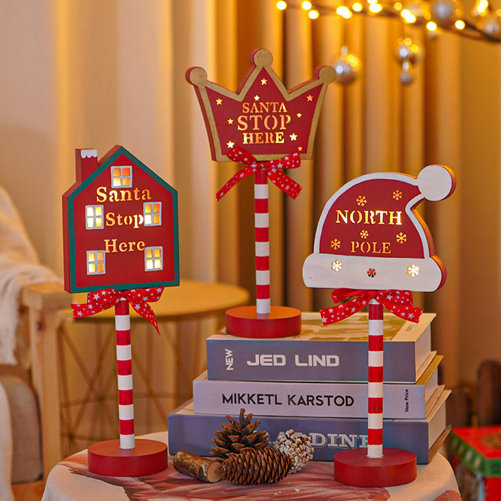 Christmas LED Road Sign Table Light-House