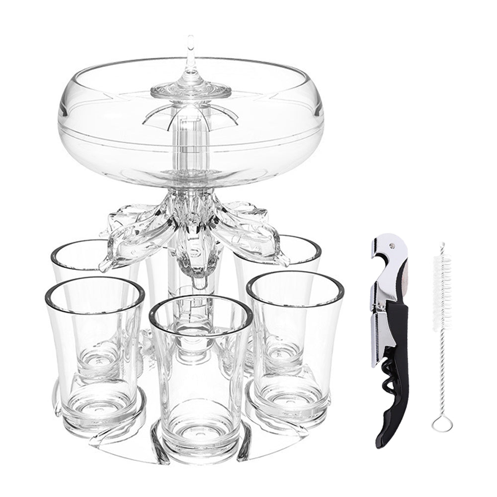 Drink Shot Dispenser with 6 Shots Glasses Set Drinking Game Tool Party Supplies