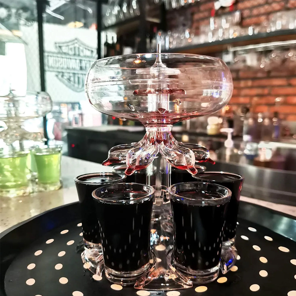 Drink Shot Dispenser with 6 Shots Glasses Set Drinking Game Tool Party Supplies