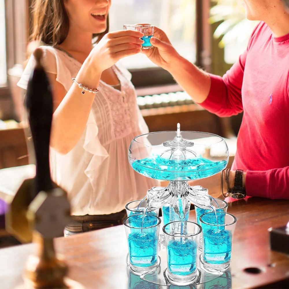 Drink Shot Dispenser with 6 Shots Glasses Set Drinking Game Tool Party Supplies