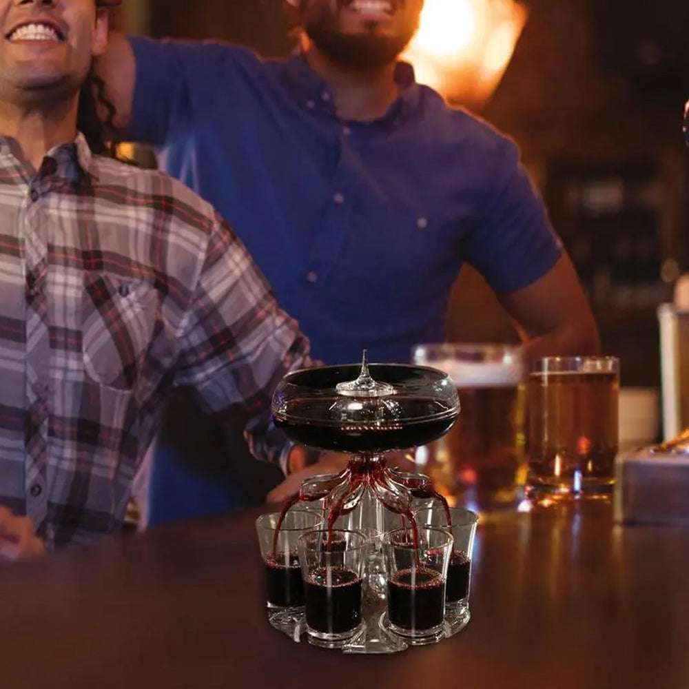 Drink Shot Dispenser with 6 Shots Glasses Set Drinking Game Tool Party Supplies